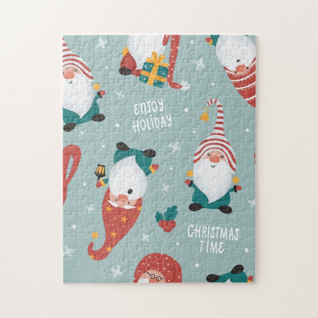 Quebra-cabeça Padrão Estético de Natal Nevado - Design de Invern (Vertical)