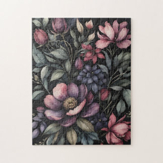 Quebra-cabeça Padrão Floral Botânico em Aquarela Vintage Mal-hum