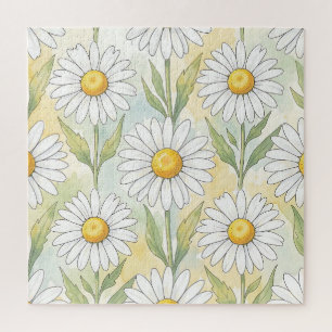 Quebra-cabeça Padrão Floral de Margarida Branca Alegre