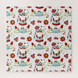 Quebra-cabeça Padrão Floral Gnome Escandinavo Fofo