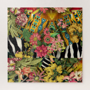 Quebra-cabeça Padrão Floral Moderno de Zebra no Sudoeste