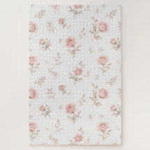 Padrão Floral Rosa Empoeirado Vintage Quebra-Cabeç