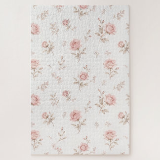 Quebra-cabeça Padrão Floral Rosa Empoeirado Vintage Quebra-Cabeç