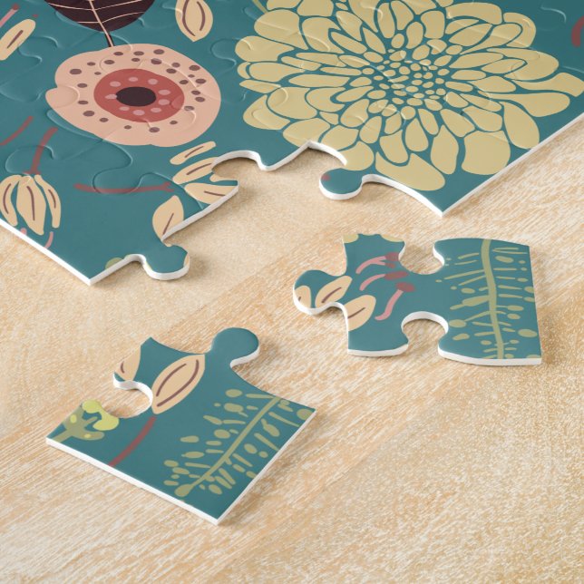 Quebra-cabeça Padrão Floral Rosa Verde Elegante (Lateral)