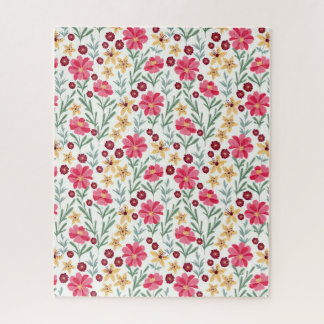 Quebra-cabeça Padrão floral vintage rosa e amarelo bonito