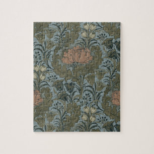 Quebra-cabeça Padrão Floral Vitoriano Antigo Terracota Bege