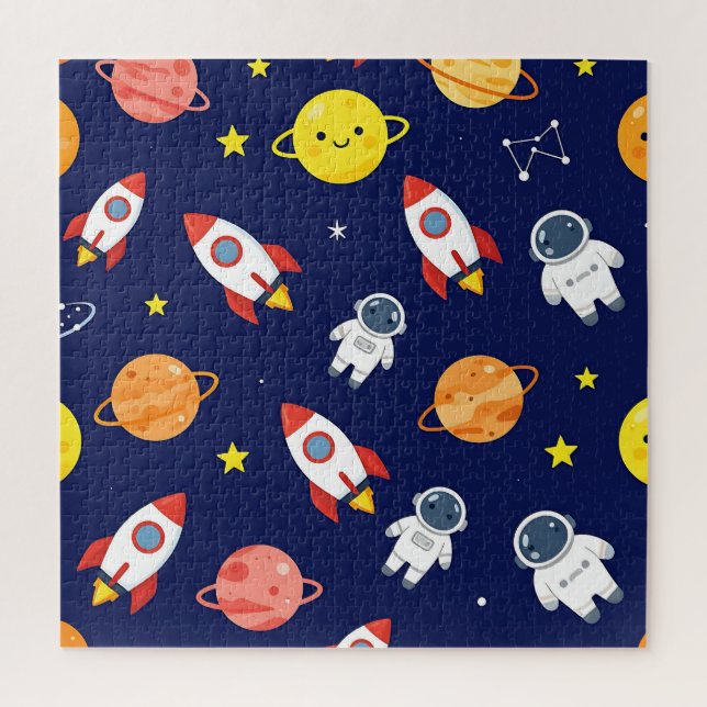 Quebra-cabeça Padrão Fofo de Explorador Espacial Infantil (Vertical)