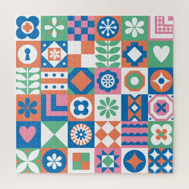 Quebra-cabeça Padrão Folclórico Escandinavo abstrato (Vertical)
