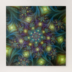 Quebra-cabeça Padrão Fratural azul-roxo iluminado
