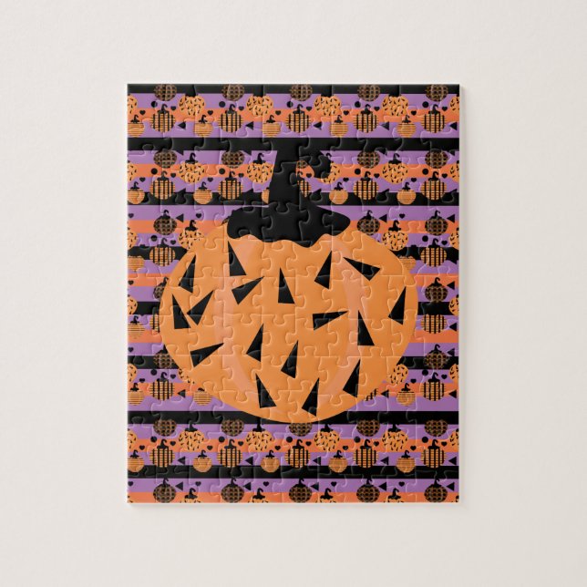 Quebra-cabeça Padrão Geométrico da Abóbora Halloween (Vertical)
