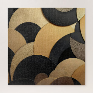 Quebra-cabeça Padrão geométrico Dourado e Abstrato preto