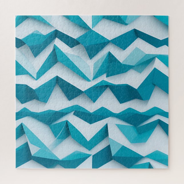 Quebra-cabeça Padrão Geométrico Teal Chevron 3D (Vertical)