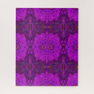 Quebra-cabeça Padrão Groovy Abstrato Magenta e Preto