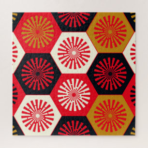 Quebra-cabeça Padrão Hexagonal Floral do Estilo Asiático