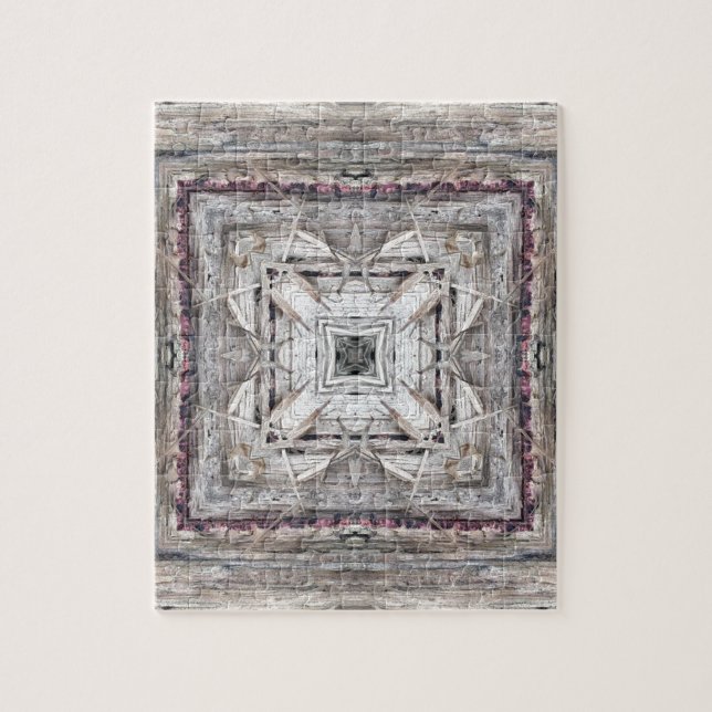 Quebra-cabeça Padrão Inspirado Aztec bonito Tingido Rosa (Vertical)