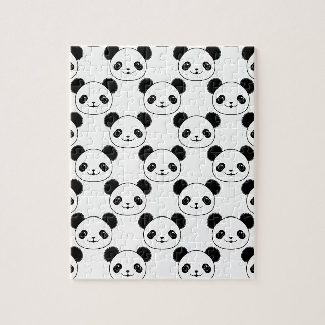Quebra-cabeça Padrão Kawaii Panda Em Preto E Branco (Vertical)