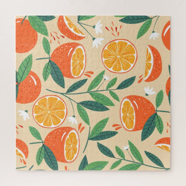 Quebra-cabeça Padrão laranja sem costura, arte de colheita de ab (Vertical)