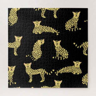 Quebra-cabeça Padrão Leopardo: Chita Preta de Fundo
