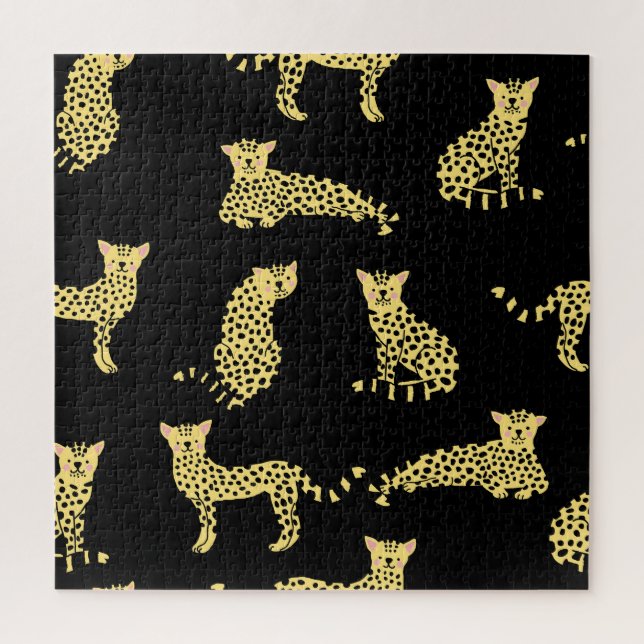 Quebra-cabeça Padrão Leopardo: Chita Preta de Fundo (Vertical)