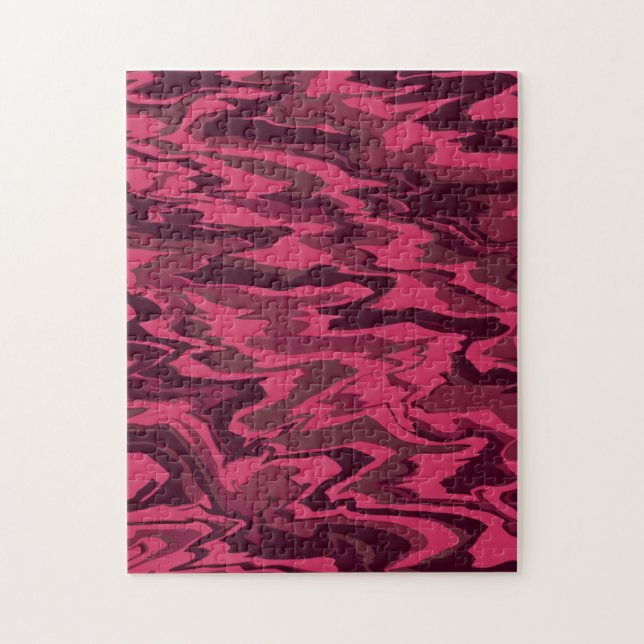 Quebra-cabeça Padrão Líquido Ondulado Rosa Escuro (Vertical)