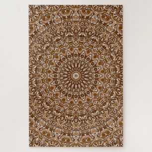 Quebra-cabeça Padrão Mandala Marrom Chocolate e Branco