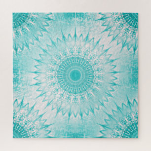 Quebra-cabeça Padrão Metálico Turquesa de Mandala