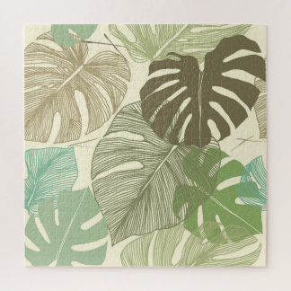 Quebra-cabeça Padrão Monstera Tropical Desenhada À Mão