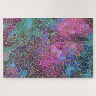 Quebra-cabeça Padrão mosaico do verde azul-claro-roxo rosa Doura