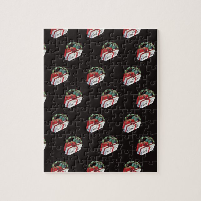 Quebra-cabeça Padrão Natalino Antigo com Presentes Envolvidos (Vertical)