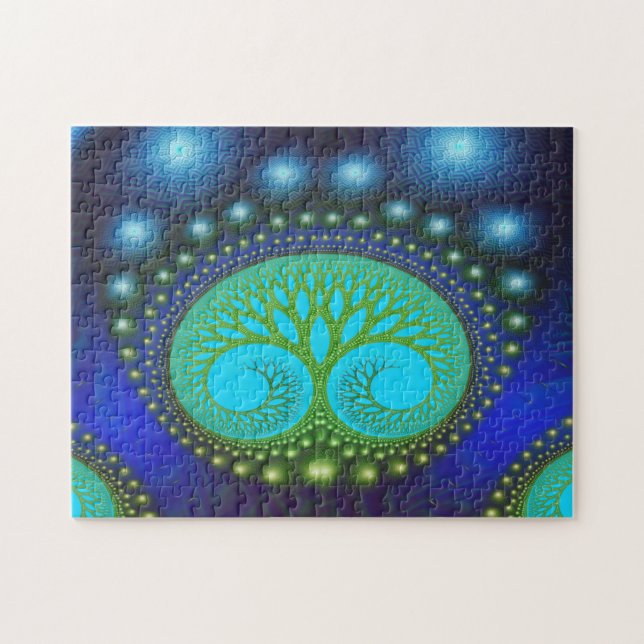 Quebra-cabeça Padrão Natural da Floresta Celestial Abstrato Art (Horizontal)