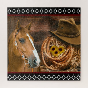 Quebra-cabeça Padrão Ocidental do Hat Lasso do Horse Cowboy