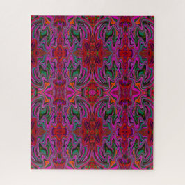 Quebra-cabeça Padrão ondulado legal trippy magenta, vermelho e v