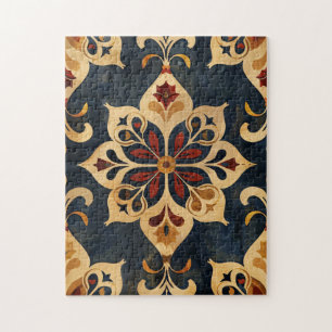 Quebra-cabeça Padrão Ornamental Árabe Dourado e Tom Escuro