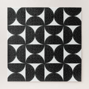 Quebra-cabeça Padrão perfeito do estilo abstrato 60s preto.