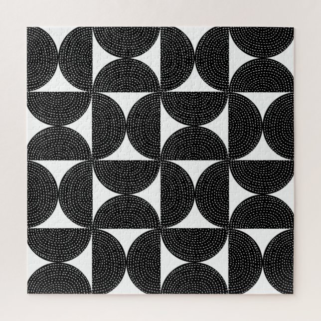 Quebra-cabeça Padrão perfeito do estilo abstrato 60s preto. (Vertical)