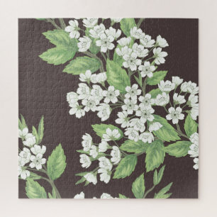 Quebra-cabeça padrão primavera, ramos verdes sem soldadura.