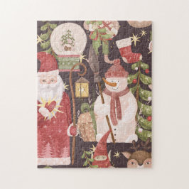 Quebra-cabeça Padrão Retro Feliz Natal - Estética Festiva