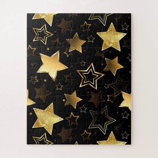 Quebra-cabeça Padrão sem costura com estrelas de Ouro (Vertical)