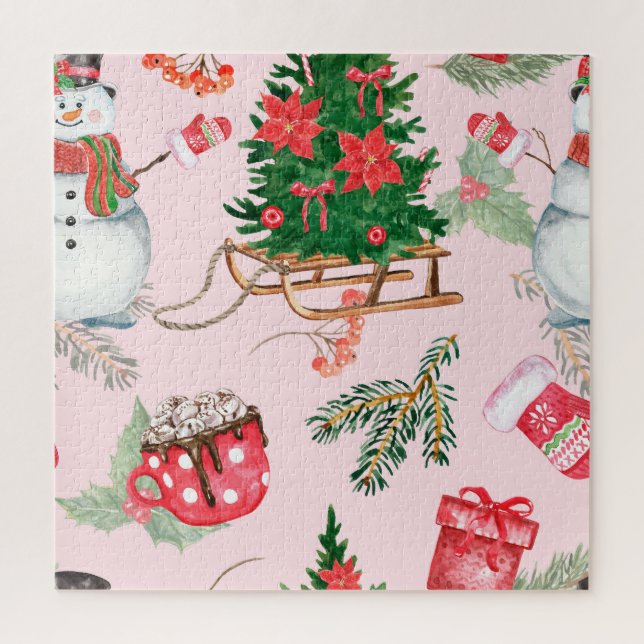 Quebra-cabeça Padrão Snowman De Natal Sem Olhos. (Vertical)
