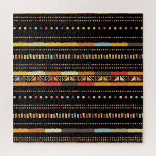 Quebra-cabeça Padrão Tribal Brilhante de Stripes Feitas à Mão