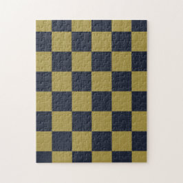 Quebra-cabeça Padrão Verificado Dourado e Marinho Elegante