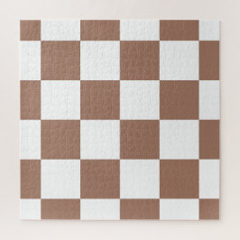 Quebra-cabeça Padrão verificado em branco e Mocha Mousse