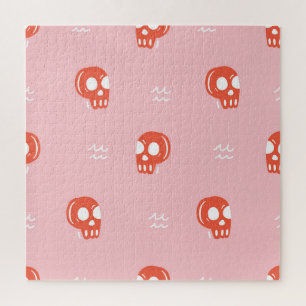 Quebra-cabeça Padrão Vintage Red Skull Head