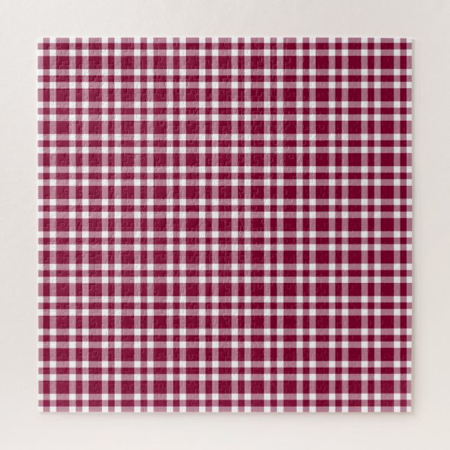 Quebra-cabeça Padrão Xadrez Branco Burgundy (Vertical)