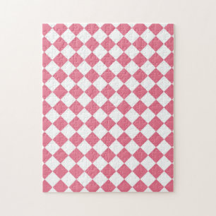 Quebra-cabeça Padrão Xadrez Diamante Rosa Branco
