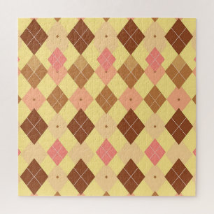 Quebra-cabeça Padrão Xadrez Escocês Argyle Rosa Marrom Quente