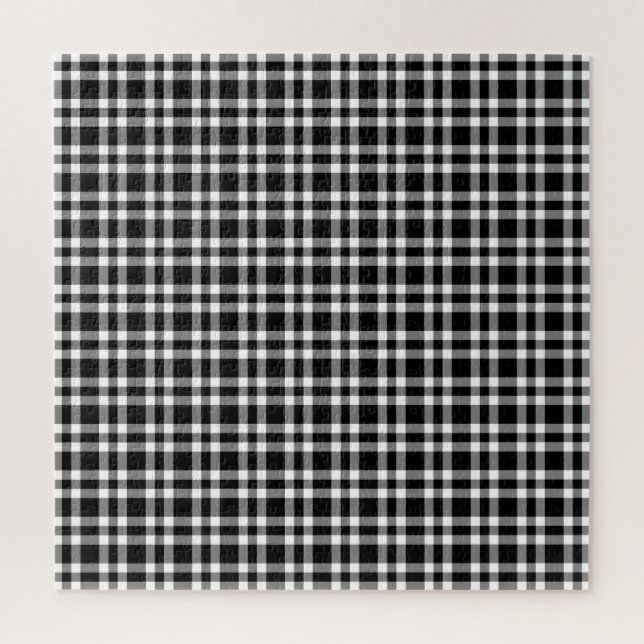 Quebra-cabeça Padrão Xadrez Preto Branco (Vertical)
