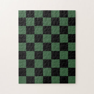 Quebra-cabeça Padrão Xadrez Preto e Verde Caçador