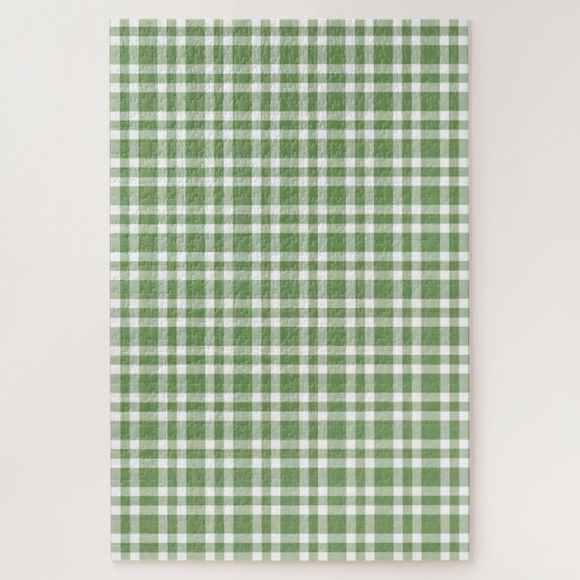 Quebra-cabeça Padrão Xadrez Verde Branco (Vertical)