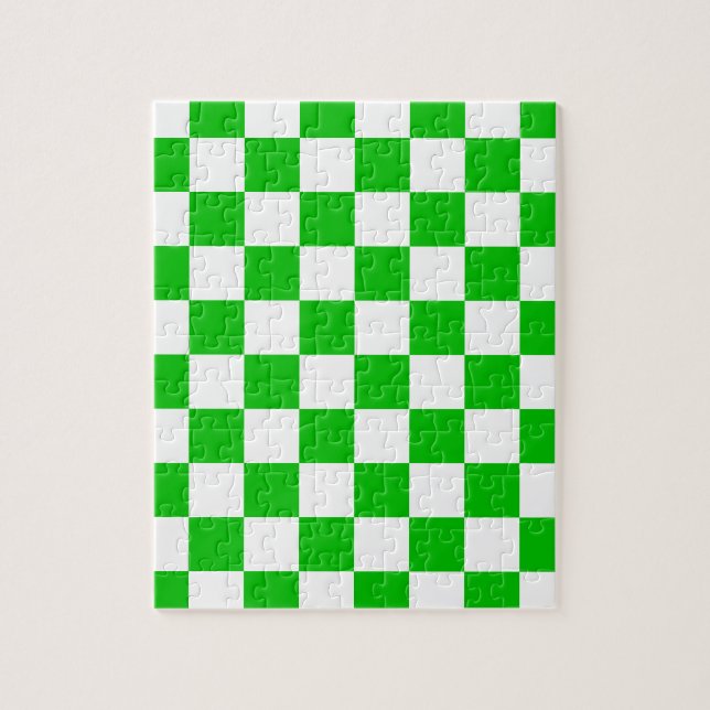 Quebra-cabeça Padrão Xadrez Verde e Branco (Vertical)